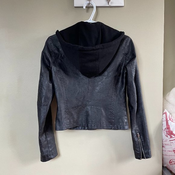 Faux Black Leather Jacket - Picture 2 of 8